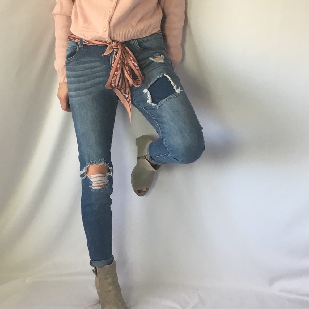 SOLD STS Cassie Skinny Blue Jeans, 27s, Patch/Tear - Picture 2 of 8